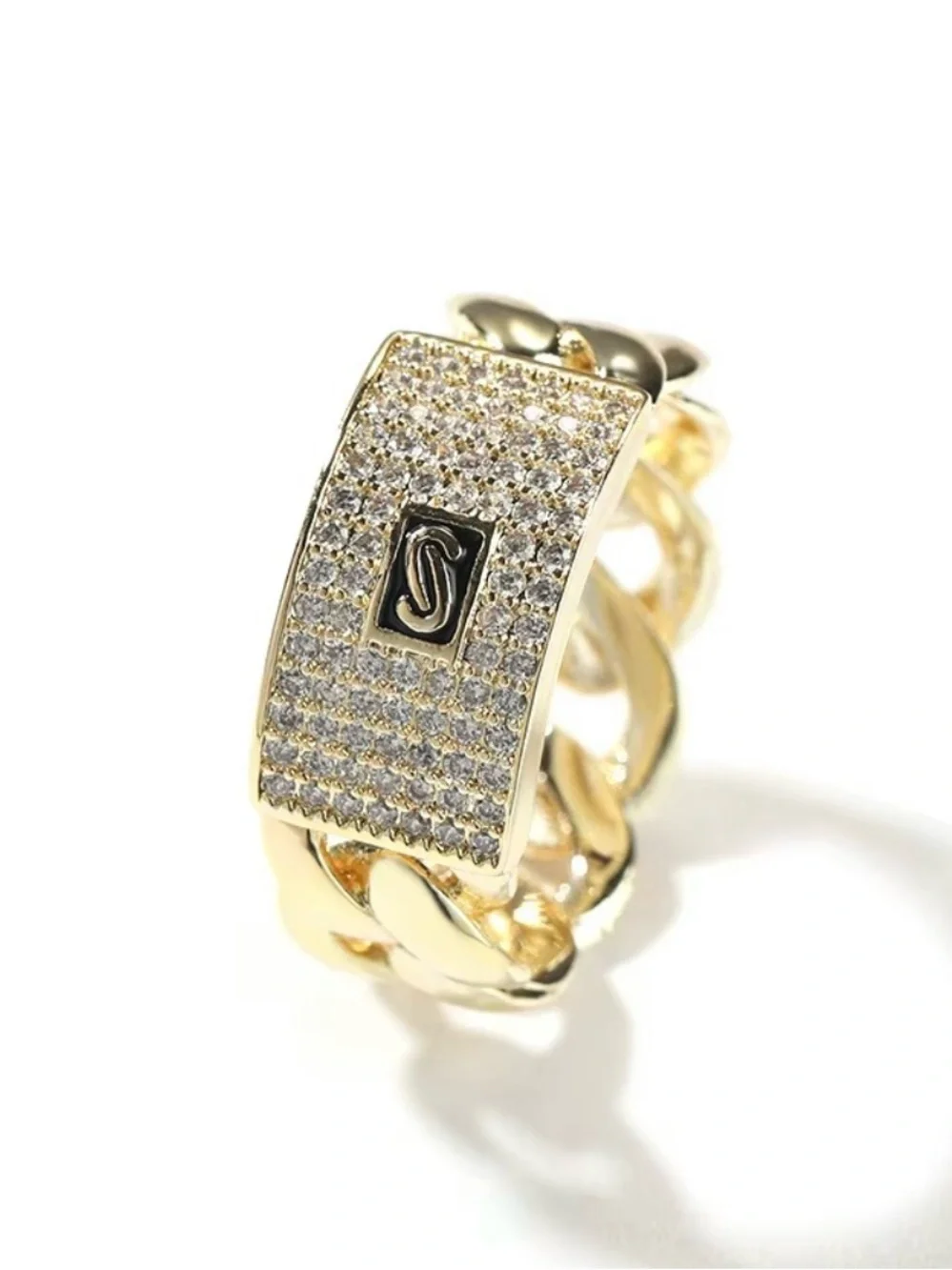 New 14k Gold Plated Pavé Signet Ring for Men - Size7, 8 and 9